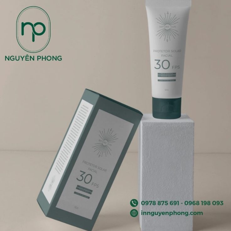 In hộp giấy đựng kem chống nắng đơn giản